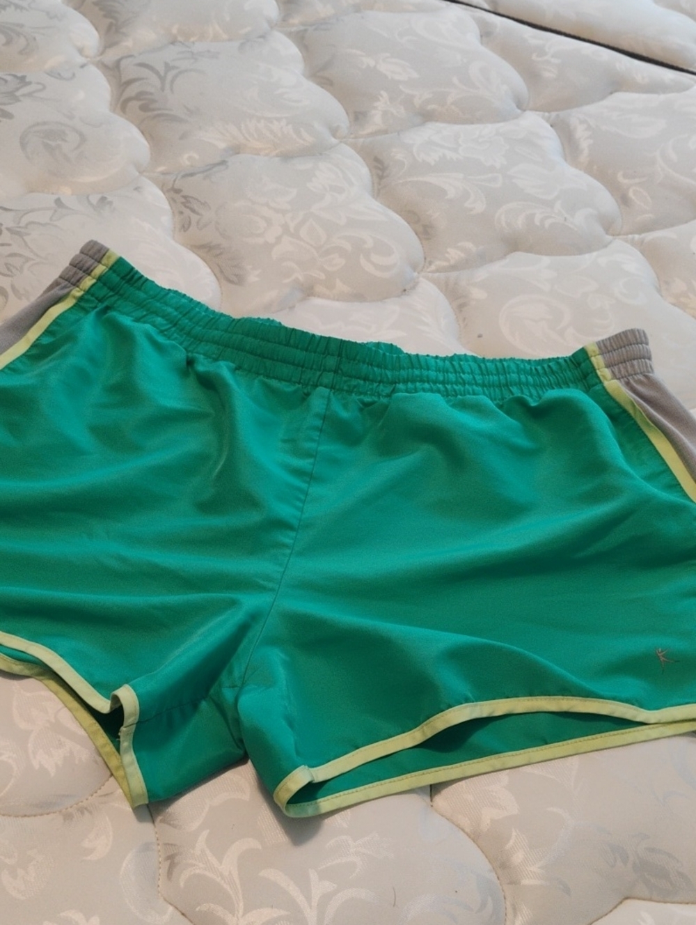 Danskin Green Athletic Shorts with Light Yellow Trim